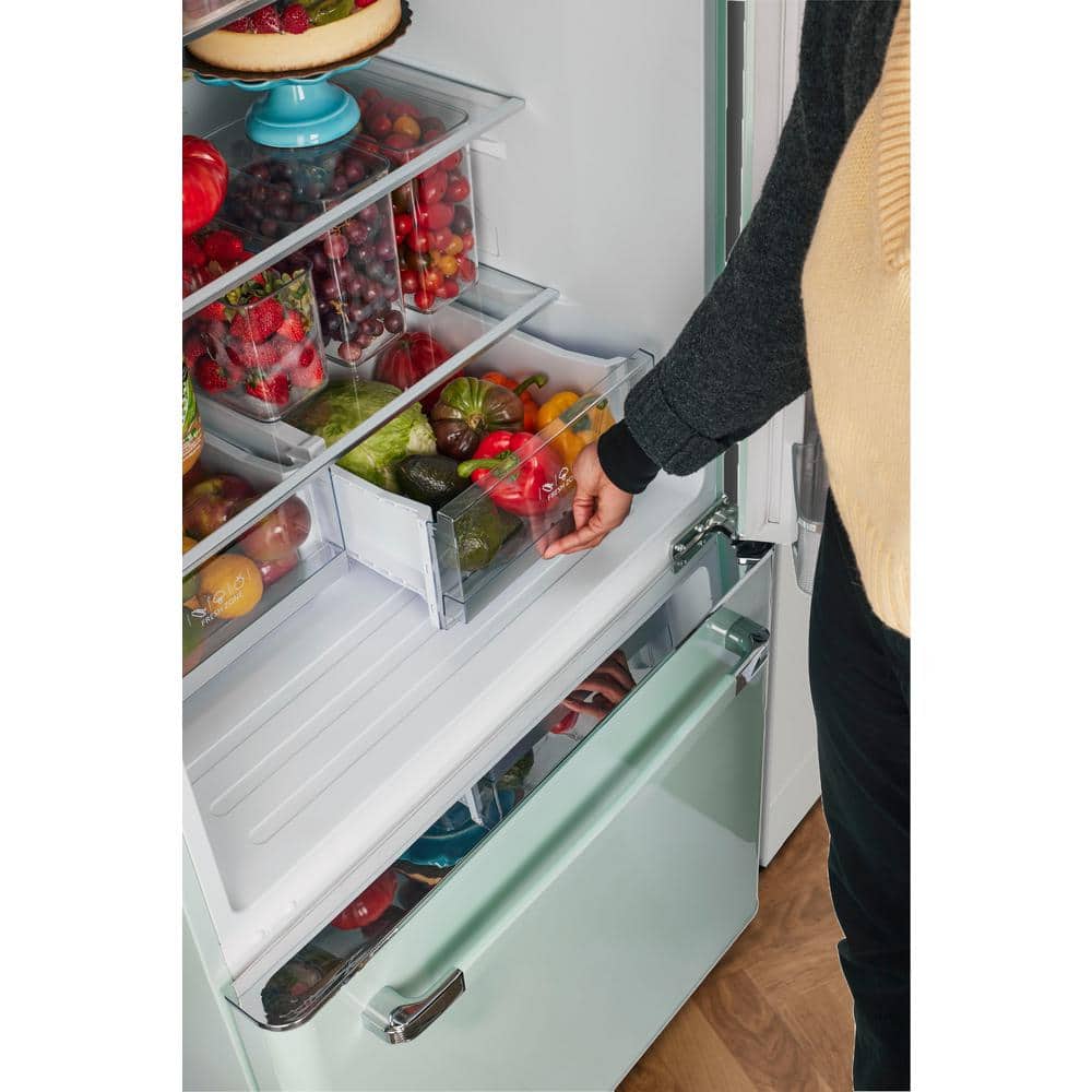 Summer Mint Green 18 Cu. Ft. Bottom Freezer Refrigerator with Ice Maker