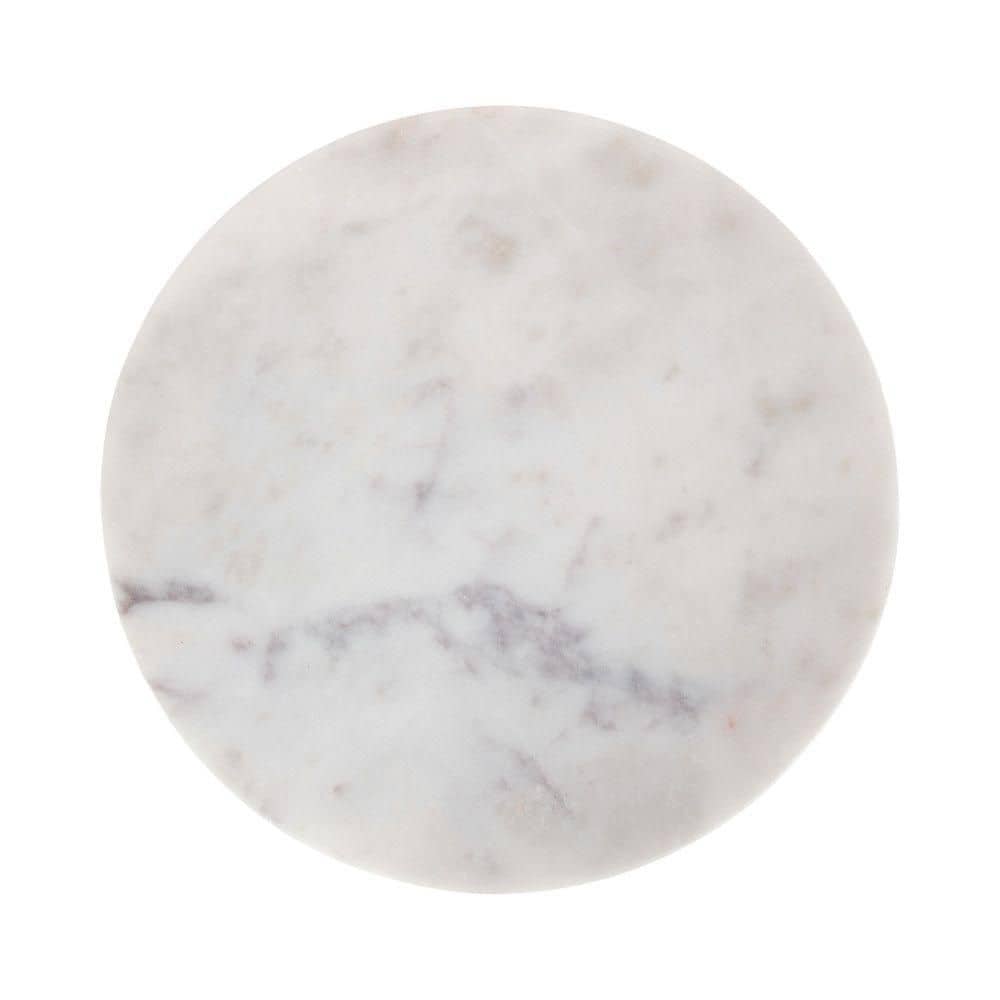 Engles 10 in. Silver/White Round Marble End Table - thumbnail 7