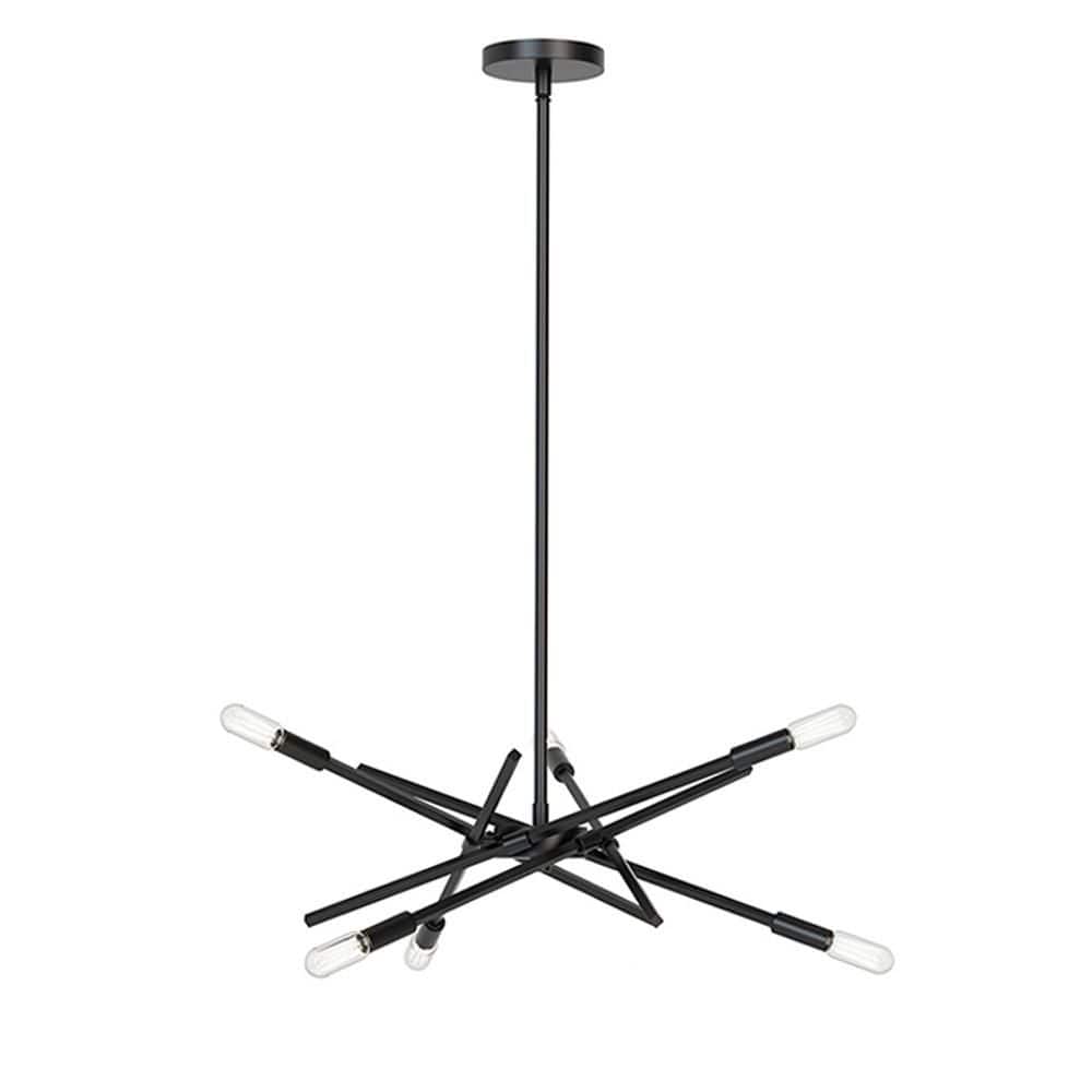 Ellicot 6-Light 26.75 in. Plug and Play Matte Black Chandelier with SkyPlug price history on PriceWatchPro