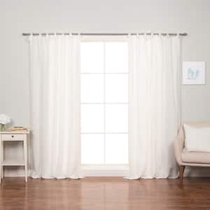 52" W X 96" L 100% Linen Romantic Tie Top Curtain Set White
