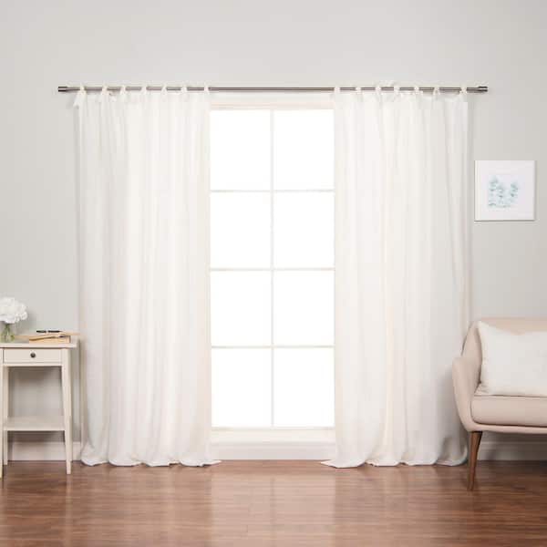 100 Linen Romantic Tie Top Curtain Set, Best Of White Curtains