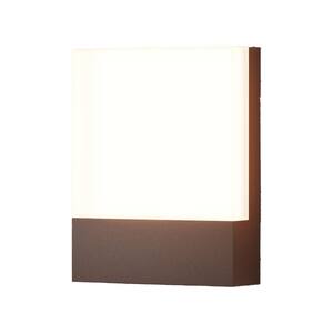 Modern 7.8 in. Rust Red Indoor/Outdoor Hardwired Cylinder Sconce with Integrated LED included