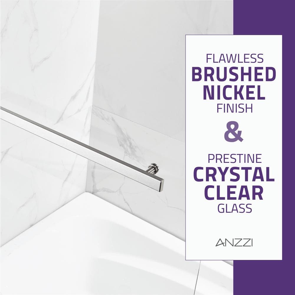 Myth 28" x 56" Frameless Brushed Nickel Tub Door
