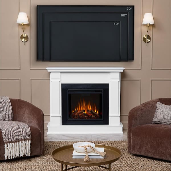Real Flame Silverton 48 in. Electric Fireplace in White G8600E-W