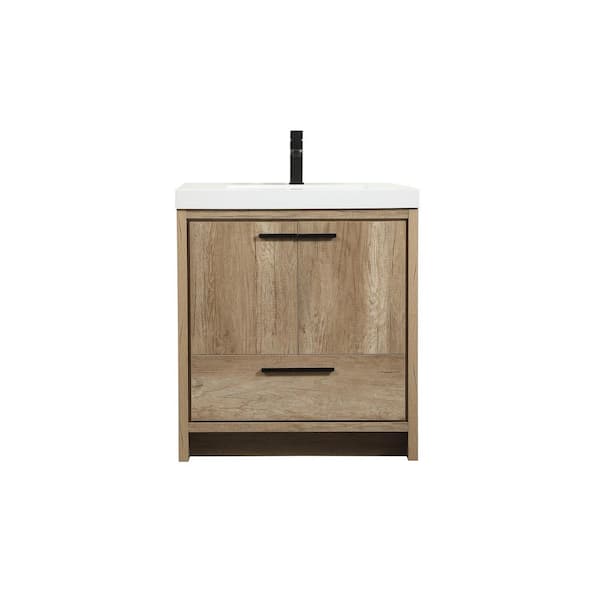 Unbranded Timeless Home 30 in. W x 19 in. D x 34 in. H Bath Vanity in Natural Oak with White Resin Top