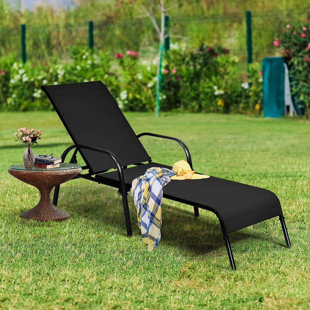 Black Steel Outdoor Lounge Chair - rated 4.5 stars from 2 reviews