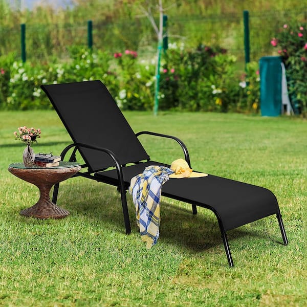 Black Steel Outdoor Lounge Chair