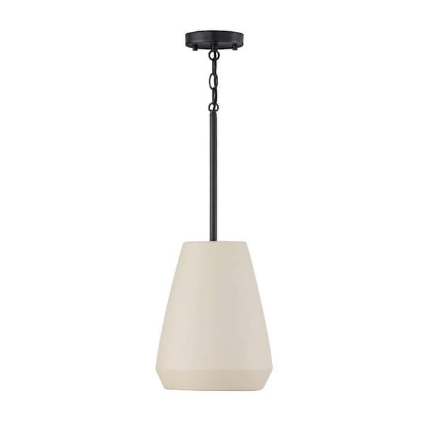 Capital Lighting Fixture Company Della 100-Watt 1-Light Terracotta Ivory and Matte Black Handcrafted Small Pendant Light with No Bulbs Included