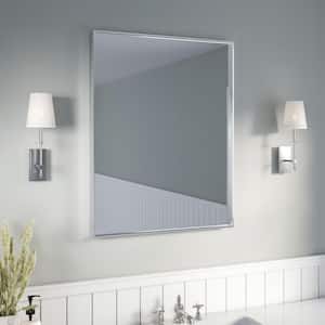 28 in. W x 36 in. H Silver Aluminum Rectangular Framed Wall Bathroom Vanity Wall Mount Mirror