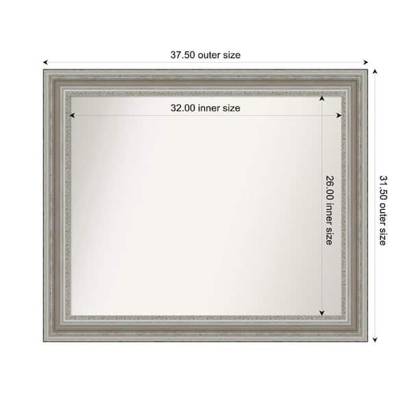 Amanti Art Parlor Silver 37.5 in. x 31.5 in. Custom Non-Beveled Recycled Polystyrene Framed Bathroom Vanity Wall Mirror