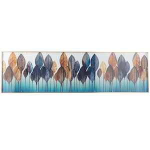 1- Panel Leaf Framed Wall Art with Gold Aluminum Frame 20 in. x 71 in.