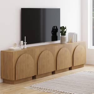 Iris Brushed Light Brown 31 in. H TV Stand or Storage Cabinet w/ Arched Doors for Kitchen or Living Room (Set of 4)