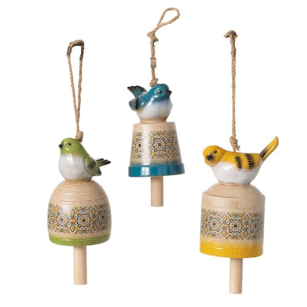 SULLIVANS 9.5", 8.5", and 7.5" Whimsical Bird Wind Chimes (Set of 3)