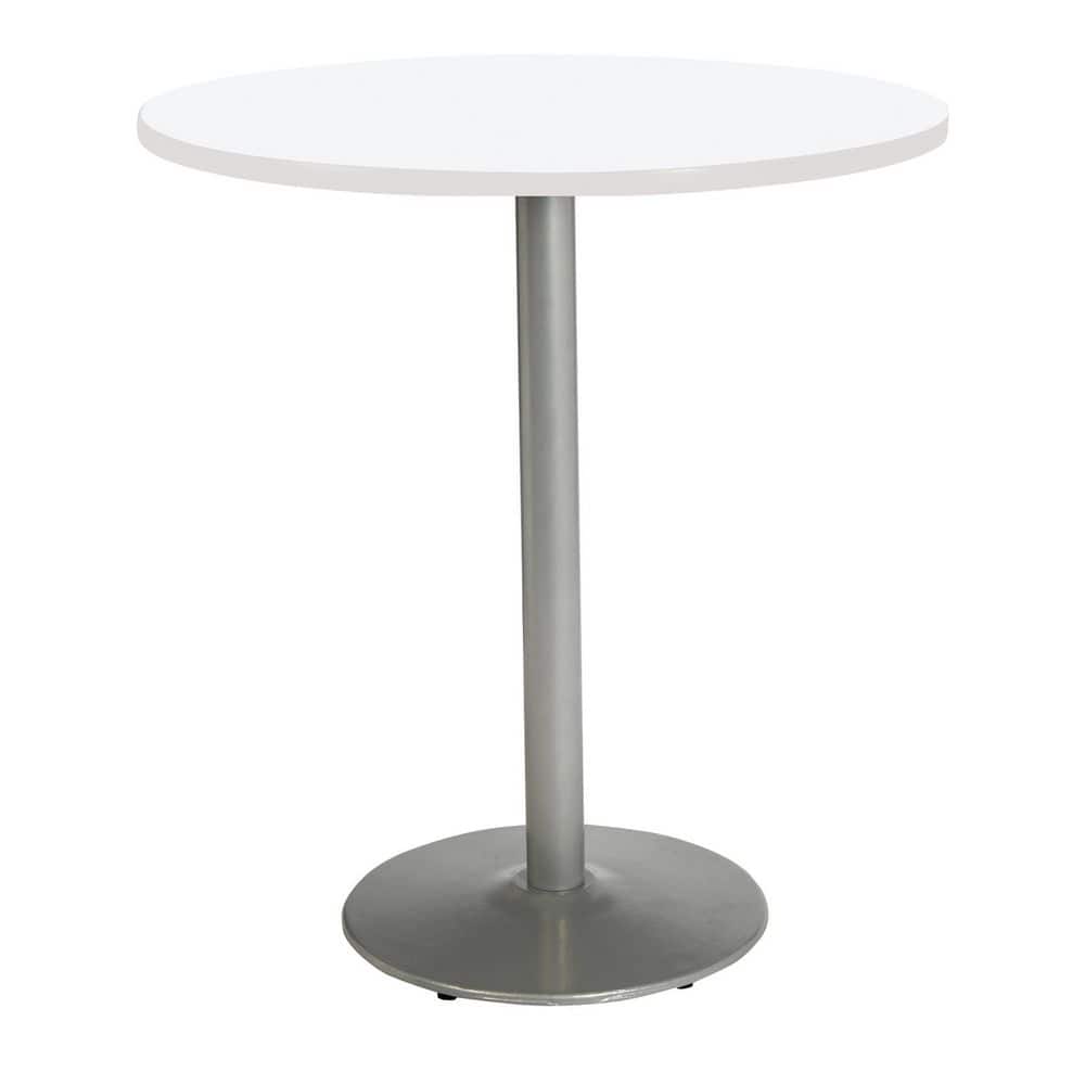 Mode 42 in. Round White Wood Laminate Bistro Table with Steel Round Silver 