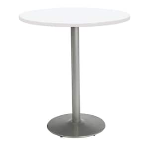 Mode 42 in. Round White Wood Laminate Bistro Table with Steel Round Silver Base (Seats 4)