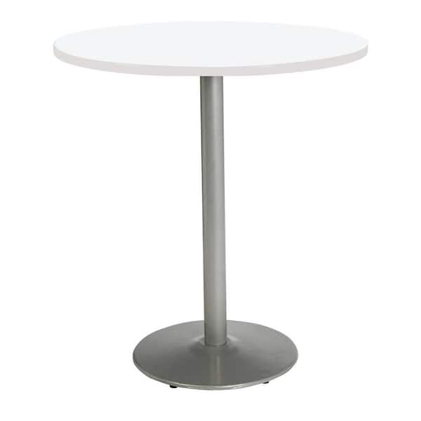 Unbranded Mode 42 in. Round White Wood Laminate Bistro Table with Steel Round Silver Base (Seats 4)