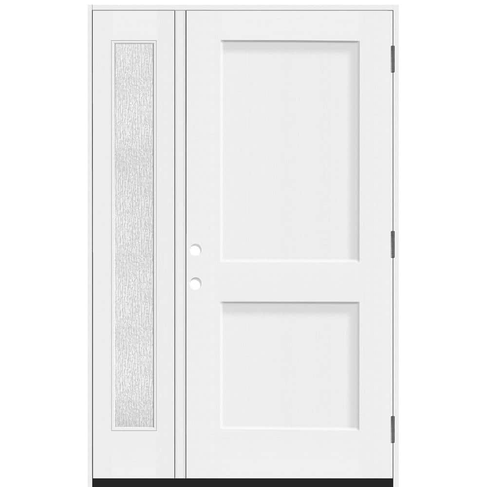Legacy 51 in. x 80 in. 2P Squaretop Shaker LHOS Unfinished White Fiberglass Prehung Front Door wRain 12 in.SL6-9/16 Jamb price history on PriceWatchPro