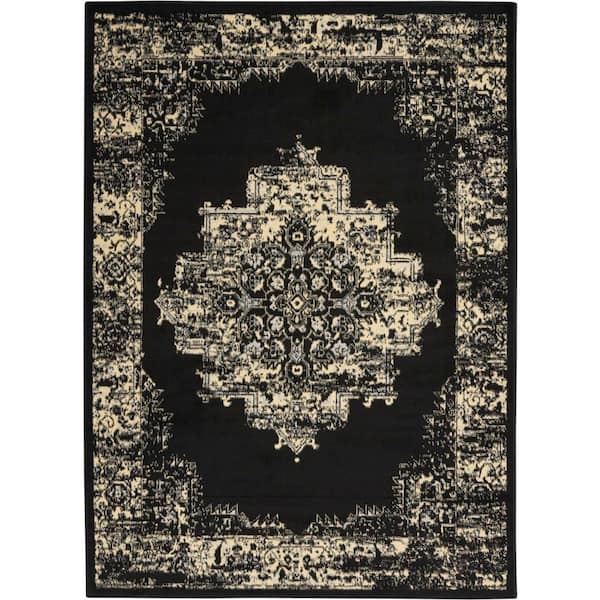 Grafix Black 5 ft. x 7 ft. Persian Farmhouse Area Rug