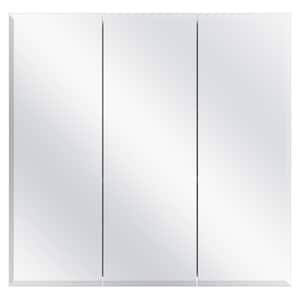 30-3/8 in. W x 30-3/16 in. H Frameless Surface-Mount Tri-View Bathroom Medicine Cabinet