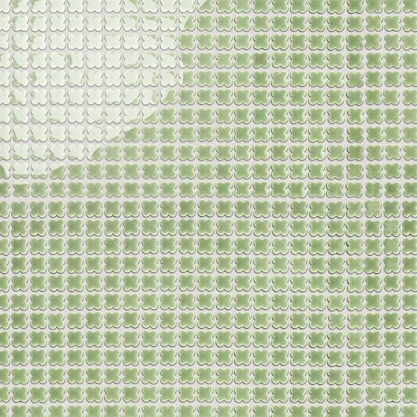 Fioretti Glossy Grass Green 12 in. x 12 in. Porcelain Floor and Wall Mosaic Tile (5.1 sq. ft./Case)