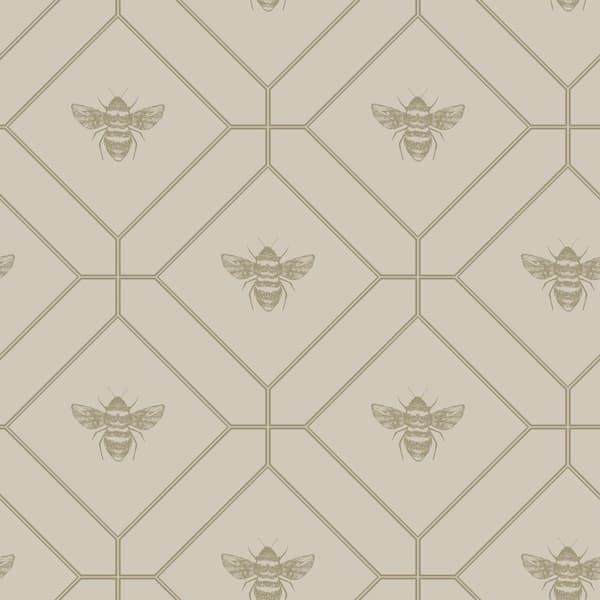 Honeycomb Bee Taupe Metallic Non-Pasted Wallpaper (Covers 56 sq. ft.)