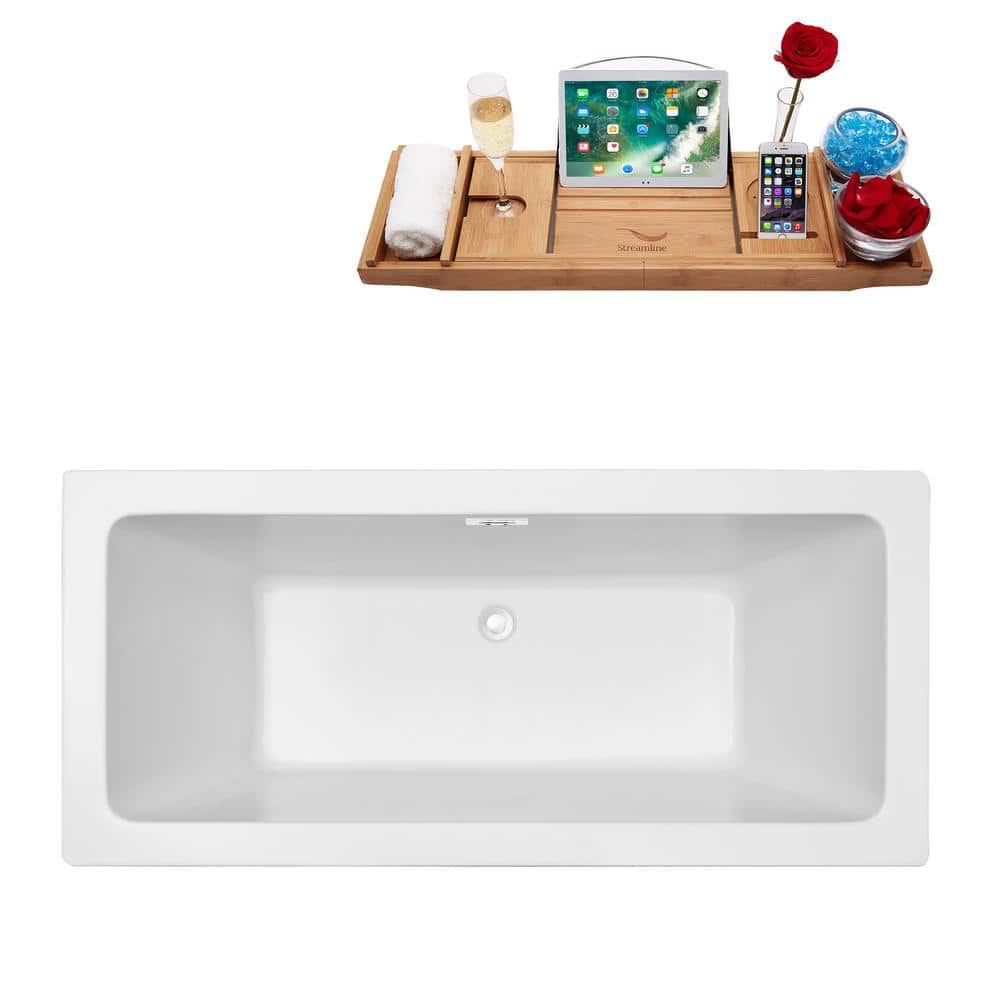 Glossy White Acrylic Freestanding Clawfoot Bathtub