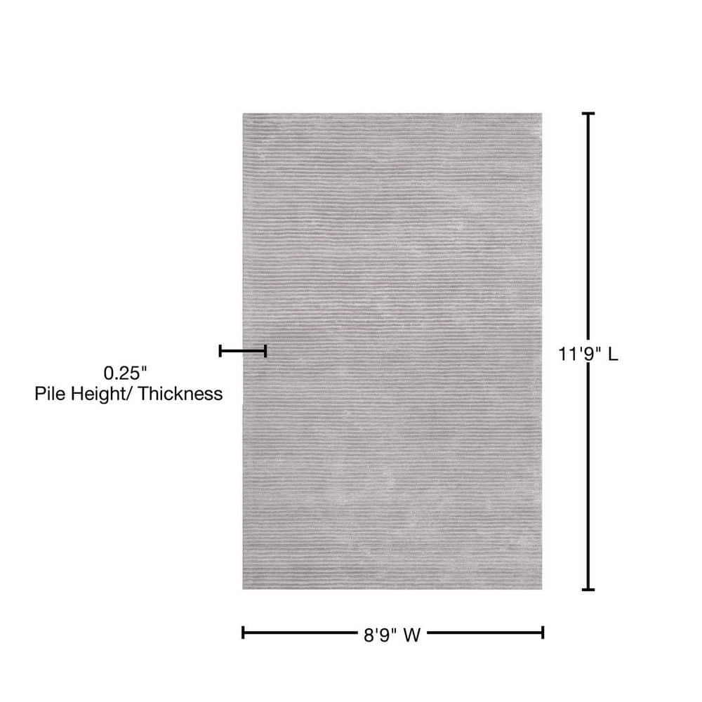 Edgy Modern 9' x 12' Hand-Tufted Gray Wool & Viscose Area Rug