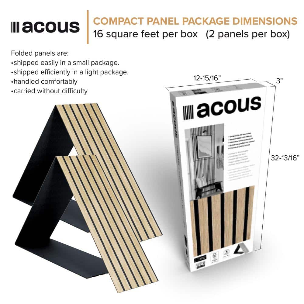 Foldable Light Oak 12'' x 96'' Wall Panels with Horizontal Slats