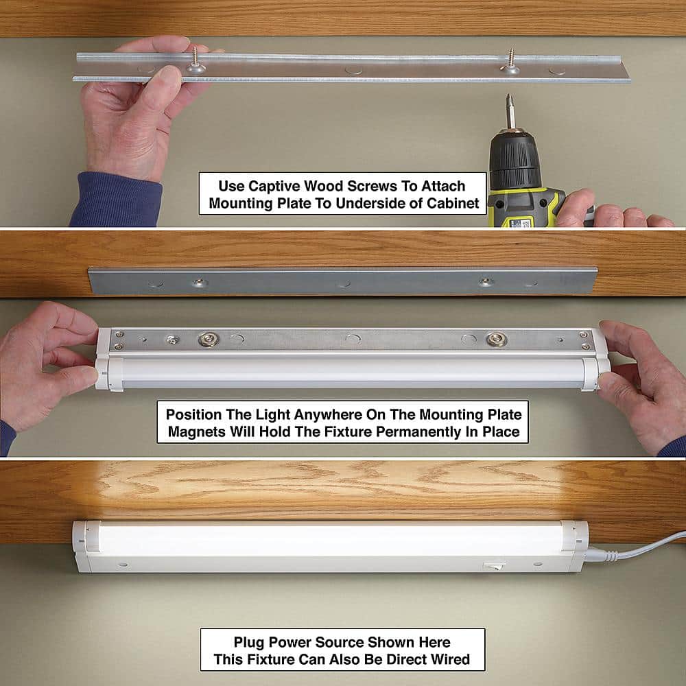32 Inch White Adjustable Under Cabinet Light with Dim-To-Warm