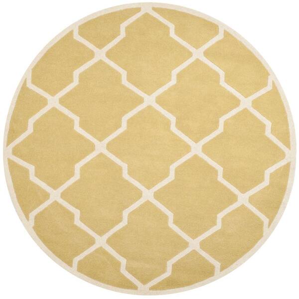 SAFAVIEH Chatham Light Gold/Ivory 7 ft. x 7 ft. Round Area Rug