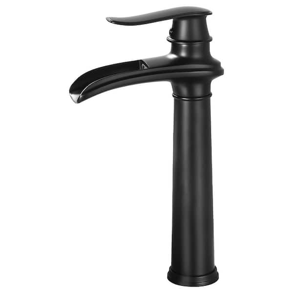 Waterfall Single Hole Single Handle Vessel Sink Faucet in Matte Black