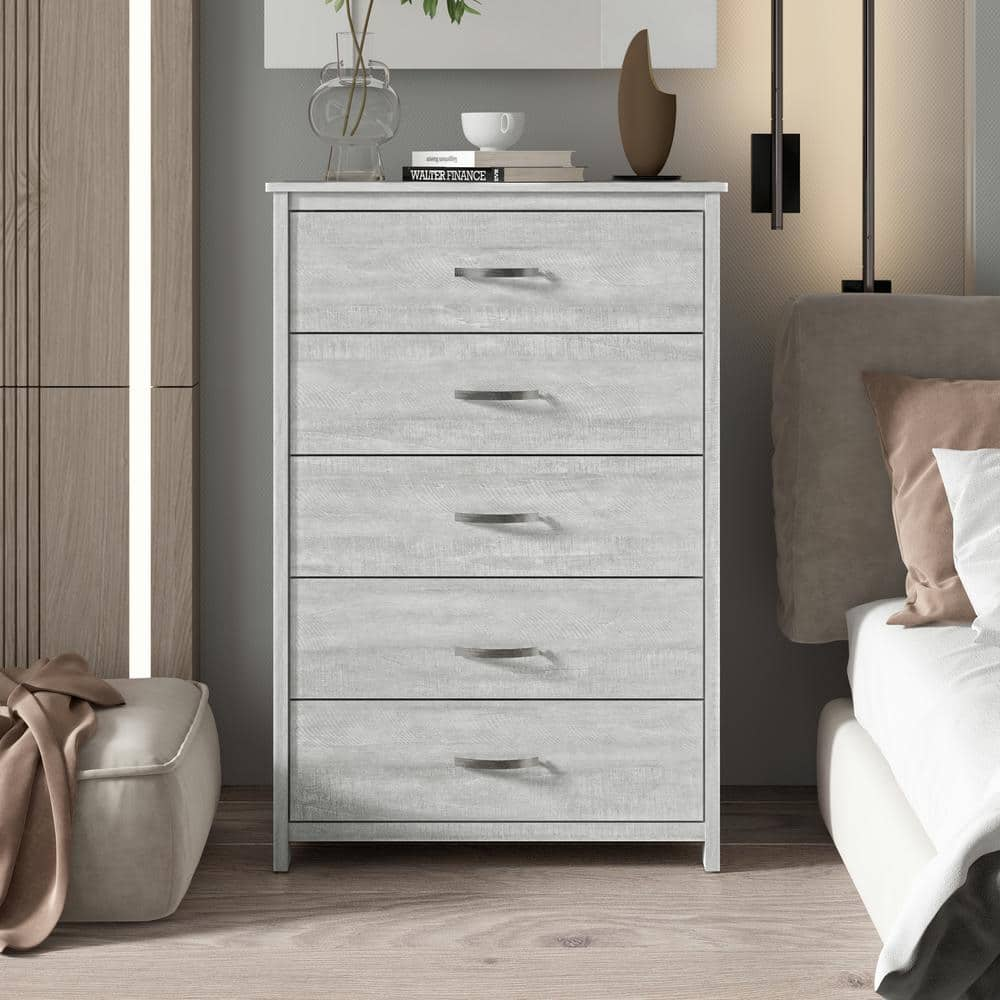 GALANO Layton 5-Drawer Dusty Gray Oak Chest Of Drawers (47.7 In. X 31.5 ...