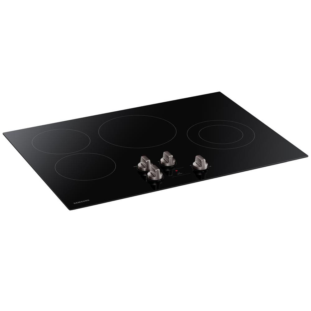 30" Black Ceramic Electric Cooktop with 4 Burners