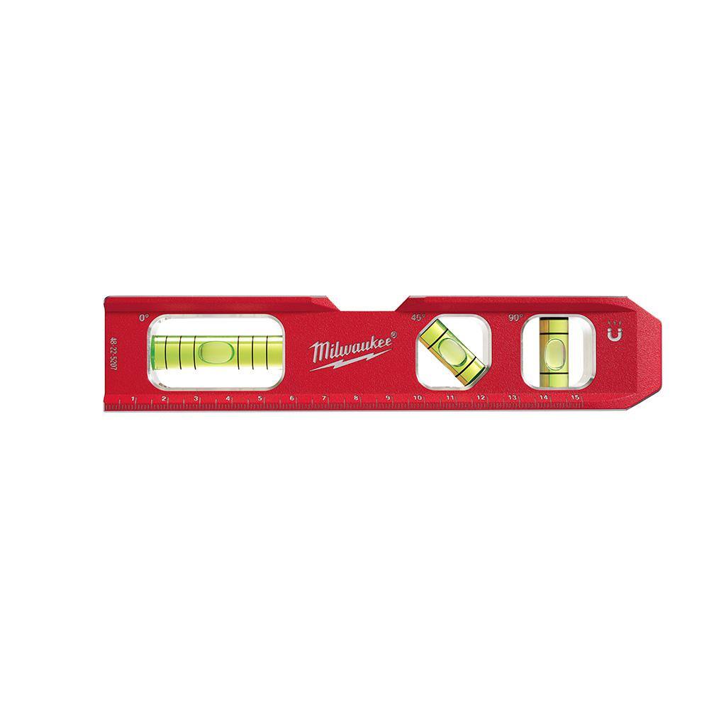Milwaukee Compact Billet Torpedo Level – Magnetic Pocket Level With Pipe Grooves & Easy-Read Vials