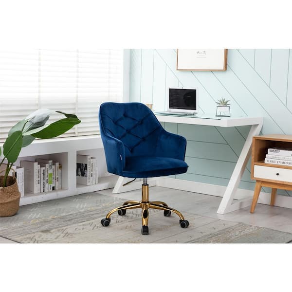 LUCKY ONE Cozy Blue Velvet Swivel Shell Office Chair Height Adjustable  Accent Chair with 360° Castor Wheels CM-202-BL - The Home Depot