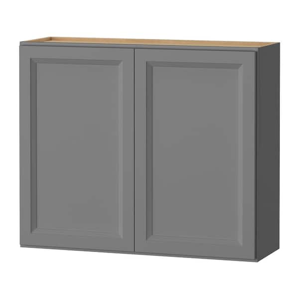 Keyport Shaker 36 in. W x 12 in. D x 30 in. H Plywood Tool-Free Ready To Assemble Wall Kitchen Cabinet in Charcoal
