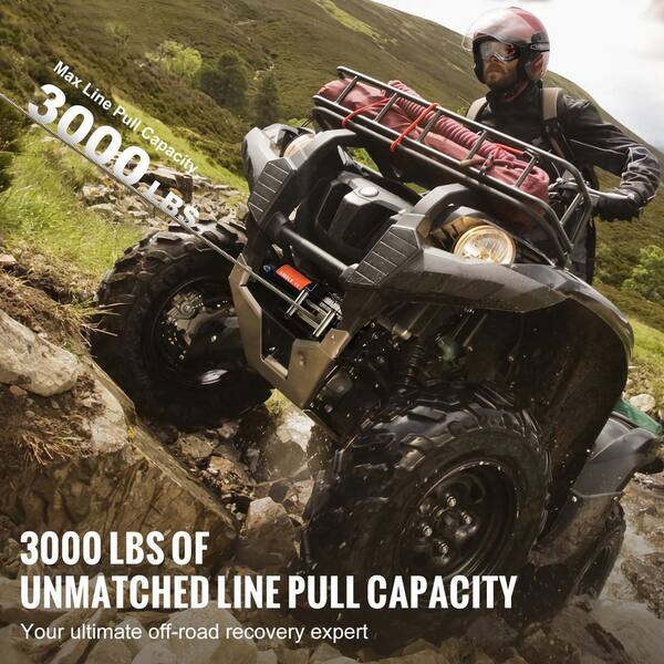 SKYSHALO Electric Winch, 3000 lbs. Line Pull Capacity, 12V DC ATV