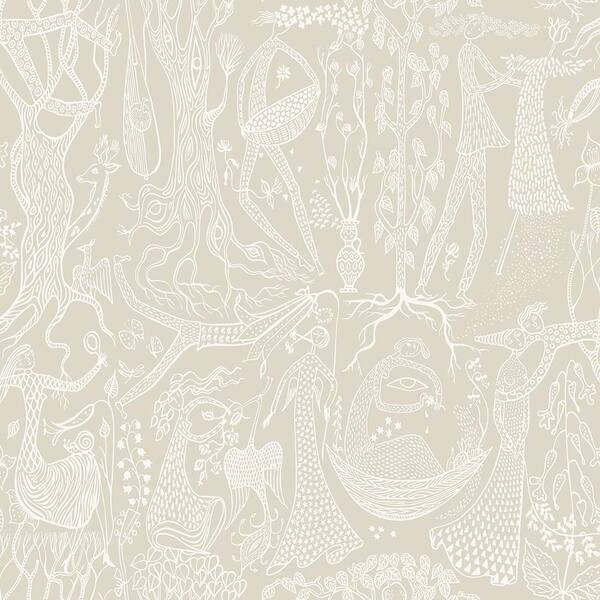 Brewster Poem d´Amour Beige Folk Paper Strippable Roll Wallpaper (Covers 57.8 sq. ft.)