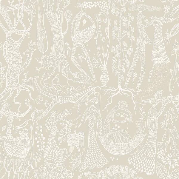 Wall Vision Poem d Amour Taupe Folk Taupe Wallpaper Sample