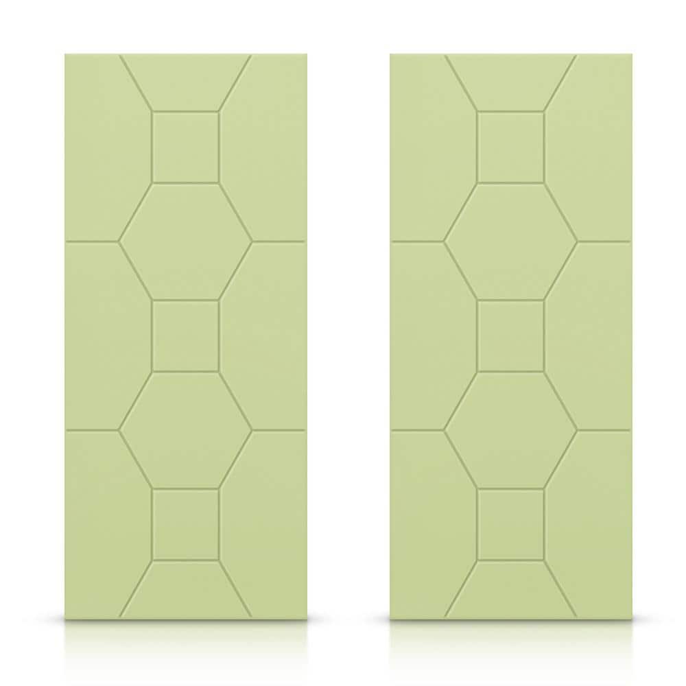 CALHOME 72 in. x 80 in. Hollow Core Sage Green Stained Composite MDF Interior Double Closet Sliding Doors