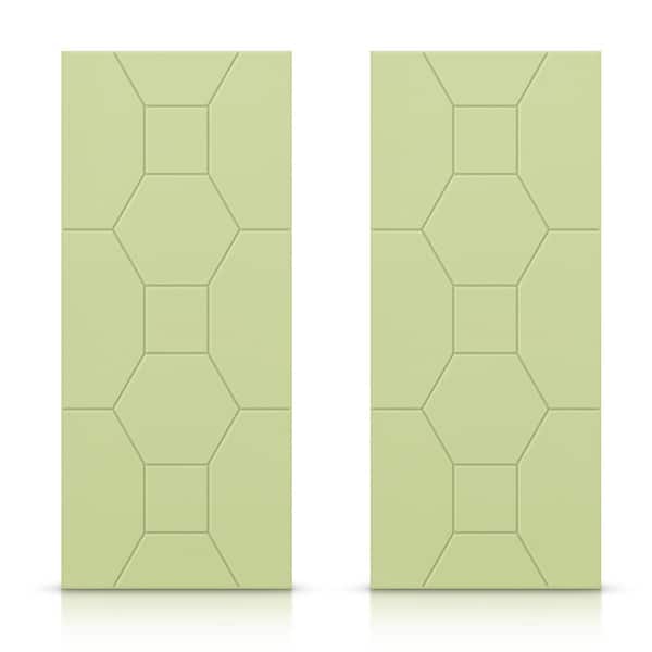 CALHOME 72 in. x 96 in. Hollow Core Sage Green Painted Composite MDF Interior Double Closet Sliding Doors