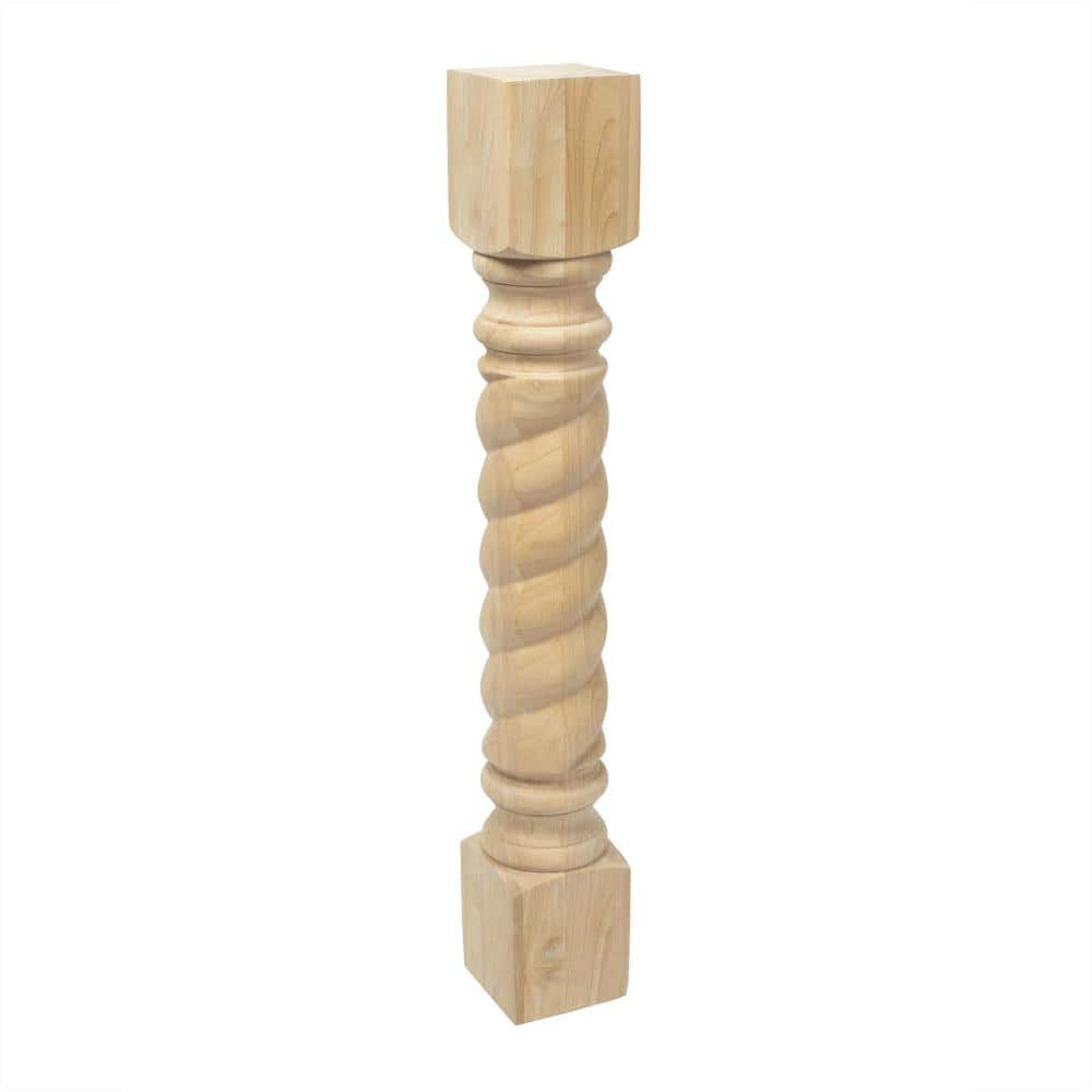 35.25" Unfinished Solid Hardwood Rope Kitchen Island Leg
