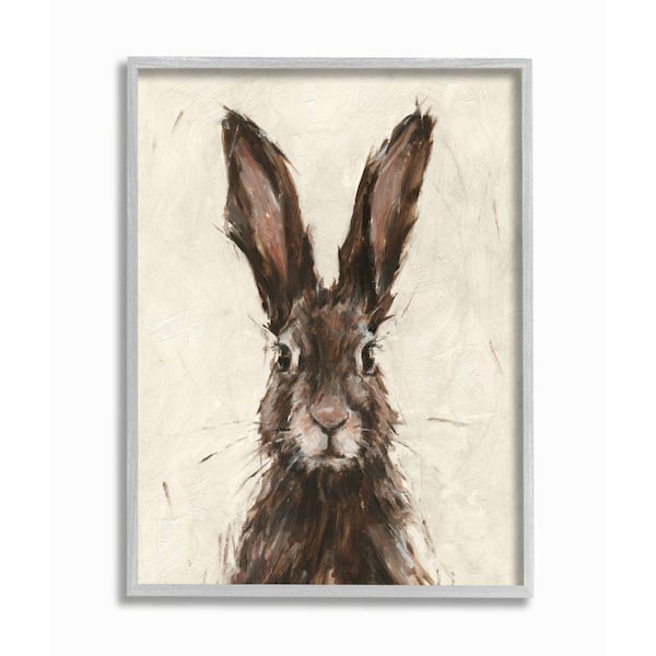 Stupell Industries "Brown European Rabbit Hare Portrait Painting" by Ethan Harper Framed Animal Wall Art Print 16 in. x 20 in.