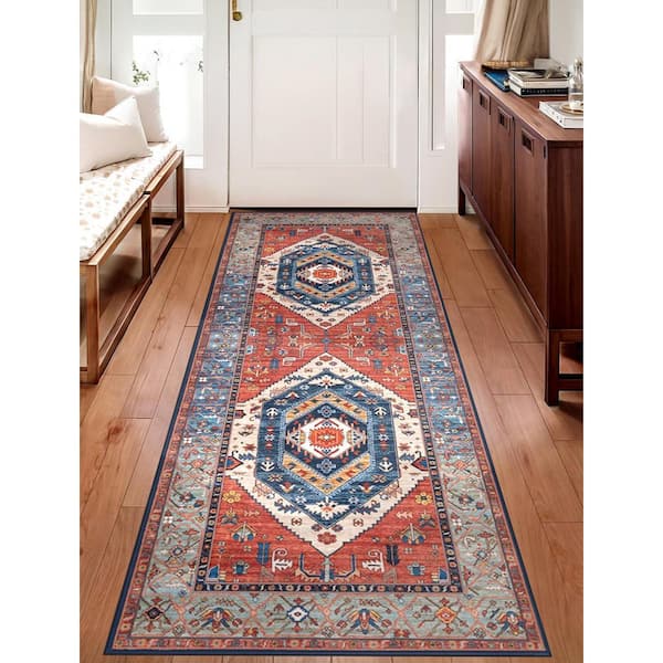2 ft. x 6 ft. Multi-Colored Boho Washable Runner Rug Non-Slip Kitchen Runner Rug