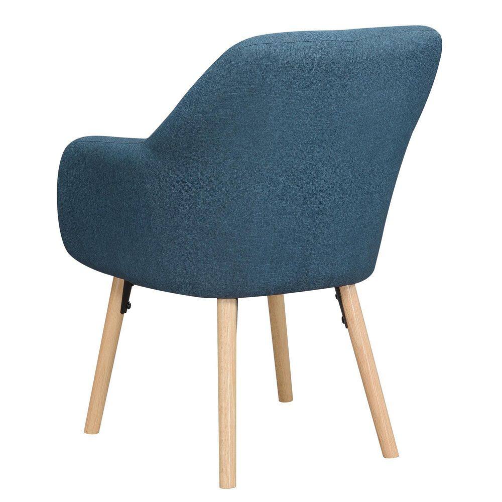 Denim Blue Velvet Wingback Accent Chair with Oak Legs