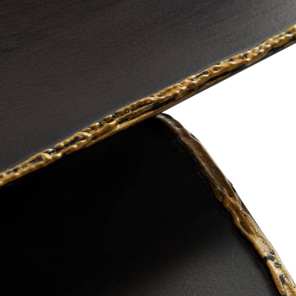 Black and Gold Triangular Metal Accent Table Set