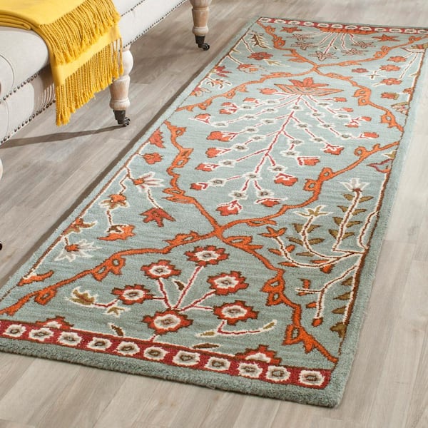 Wyndham Blue/Rust 2 ft. x 7 ft. Border Runner Rug