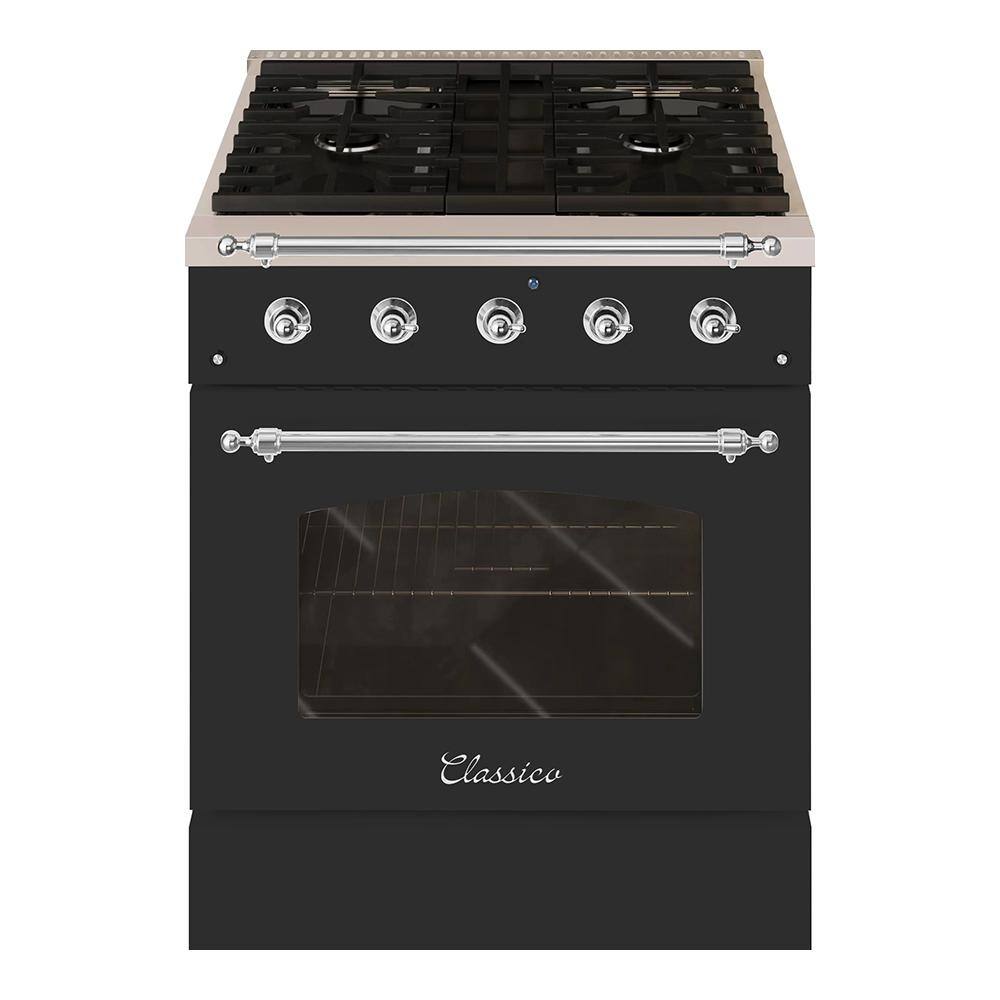 Hallman CLASSICO 30 in. 4 Burner Freestanding Single Oven Gas Range with LP Gas Stove and Gas