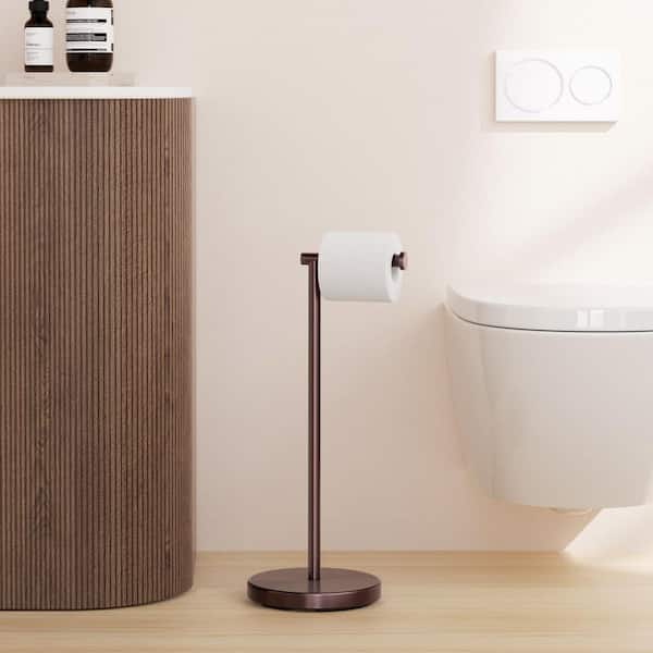 Bathroom Freestanding Toilet Paper Holder 26 in. H Tissue Roll Holder Floor Stand in Brushed Bronze