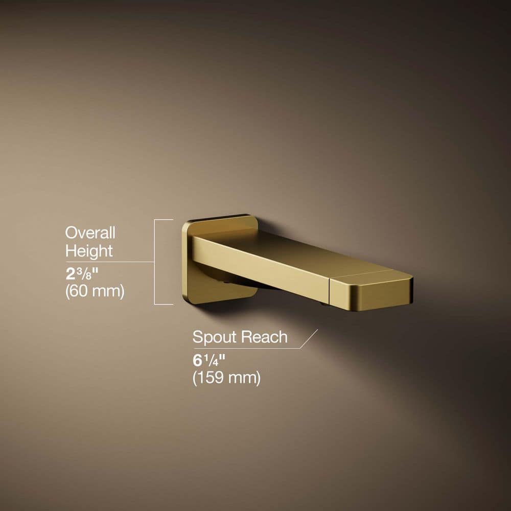 Vibrant Brushed Brass Wall-Mounted Tub Spout with Diverter
